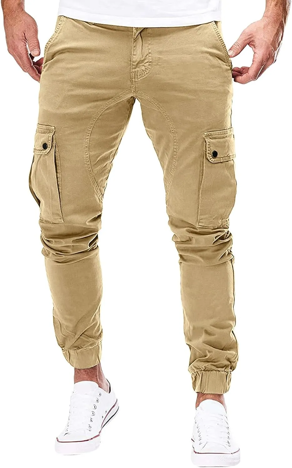 Mens Workout Cargo Sweatpants Pants Tooling Camouflage Pants Men's Heavyweight Fleece Cargo Sweatpants Elastic Waist