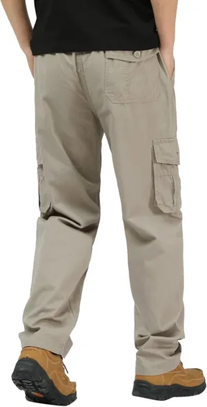 Mens Workout Cargo Sweatpants Trousers Heavyweight Fleece Cargo Sweatpants for Men Elastic Waist Drawstring Straight