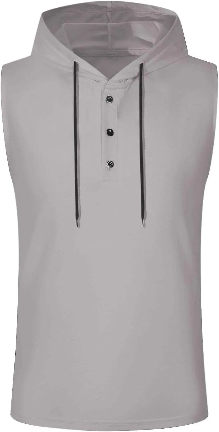 Men's Workout Tank Tops with Hooded, Quick Dry Sleeveless Workout Hoody Shirts Summer Beach Athletic Muscle Fit Tees
