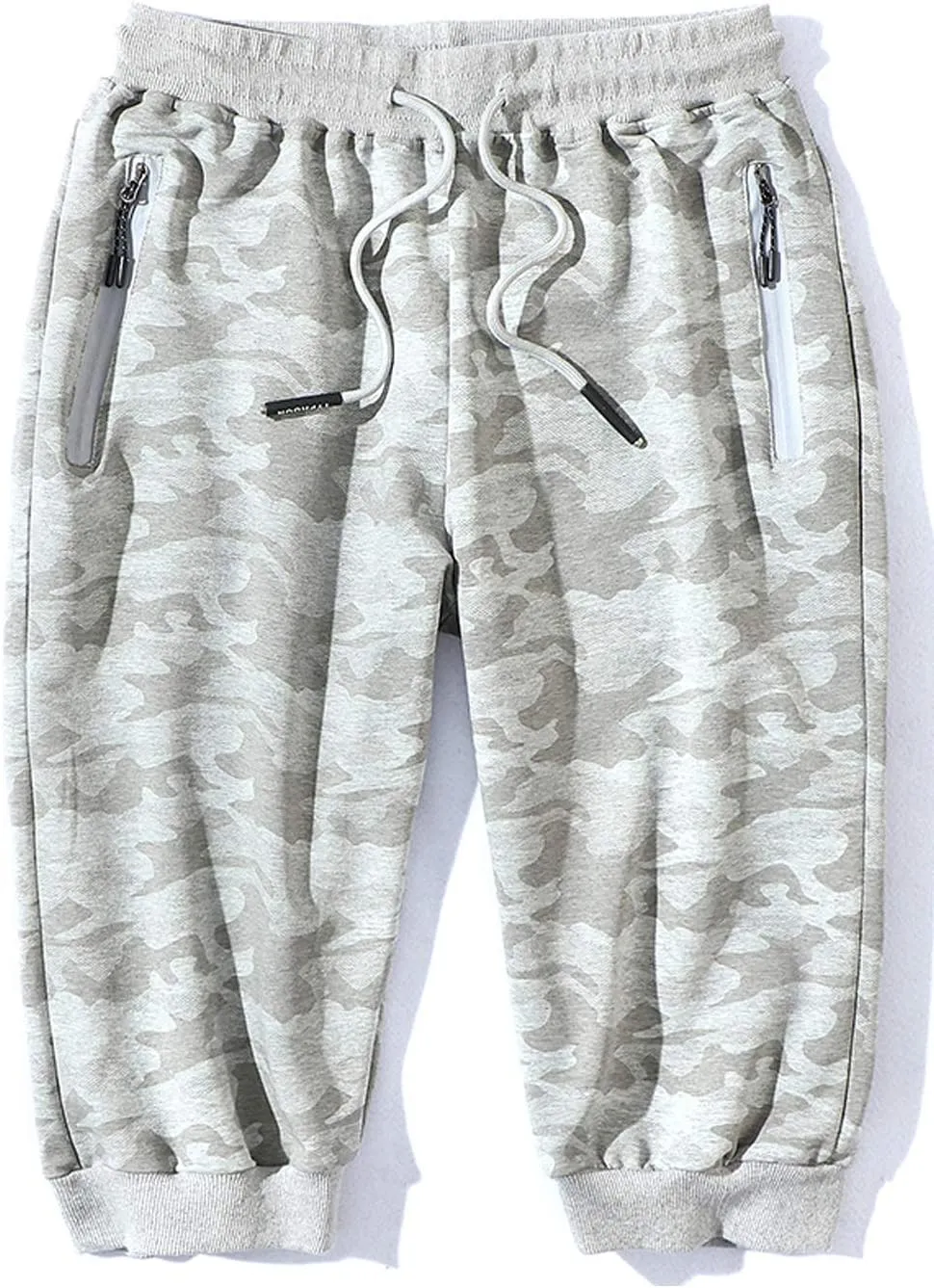 Mr.Stream Men's Lounge Printed Capri 3/4 Cropped Camouflage Cotton Casual Board Basketball Shorts