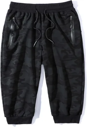 Mr.Stream Men's Lounge Printed Capri 3/4 Cropped Camouflage Cotton Casual Board Basketball Shorts