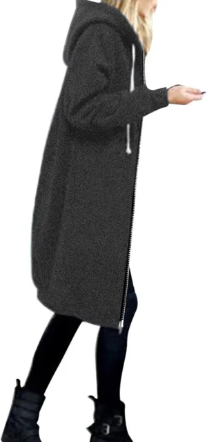 Muyise Women's Zip Up Hoodies Long Jackets Lightweight Tunic Drawstring Hooded Sweatshirts Oversized Winter Coat with Pockets