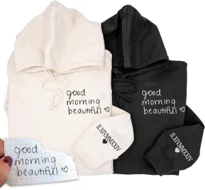 NAZENTI Couple Sweatshirt, Custom Your Handwriting Embroidered Sweatshirt, Personalized Handwriting from Photo, Embroidered Couple Message Shirt, Couple Matching Sweatshirt, Gift for Him Her