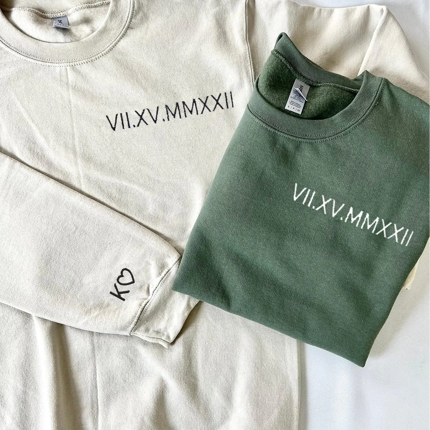 NAZENTI Custom Embroidered Roman Numeral Hoodies, Matching Hoodies for Couples, Christmas Valentines Day Gifts for Him Her