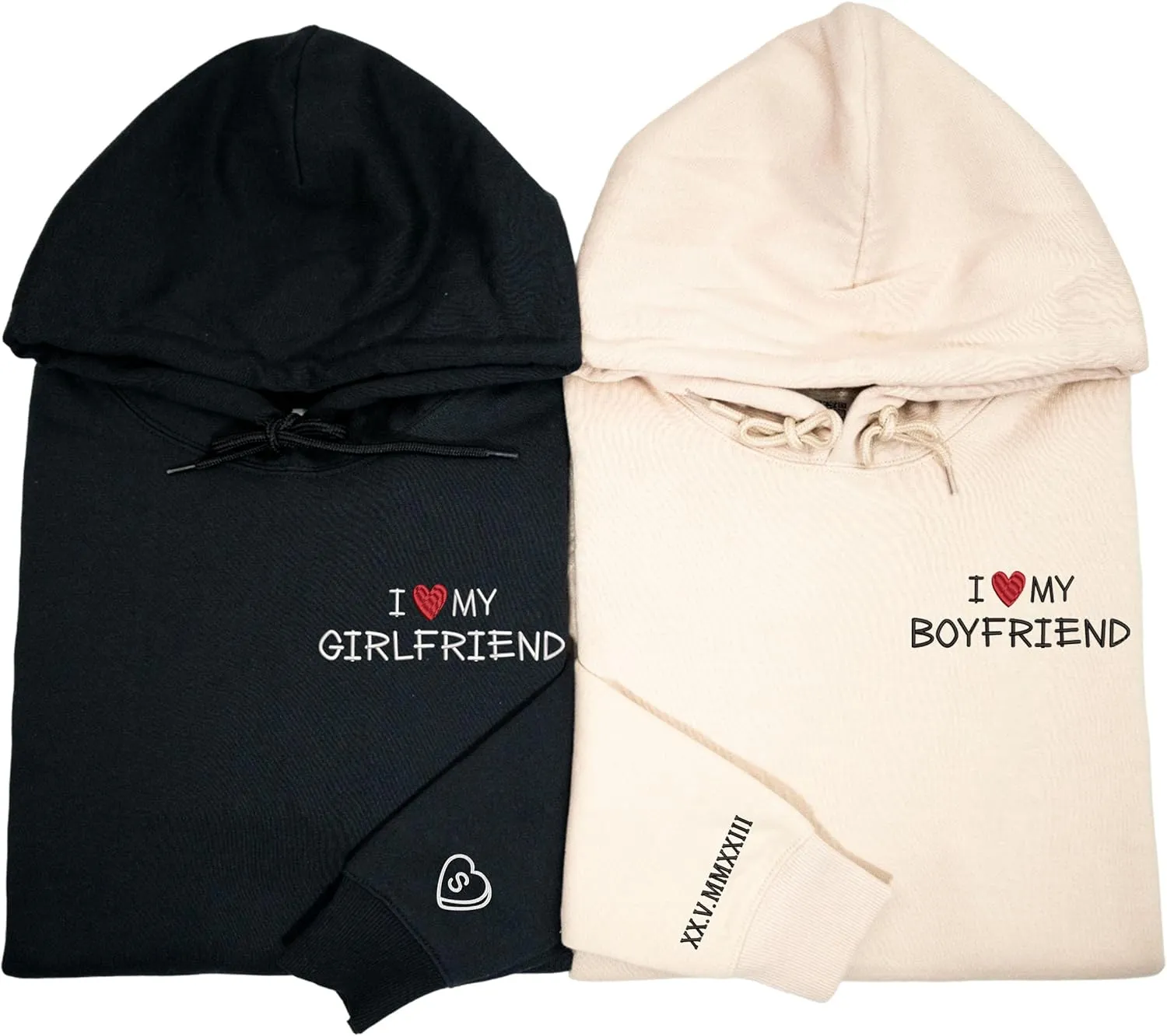 NAZENTI Custom Embroidered Roman Numeral Hoodies, Matching Hoodies For Couples, I Love My Girlfriend Shirt, Personalized Sweatshirt For Boyfriend, Gifts Valentine Anniversary Birthday For Bf Gf