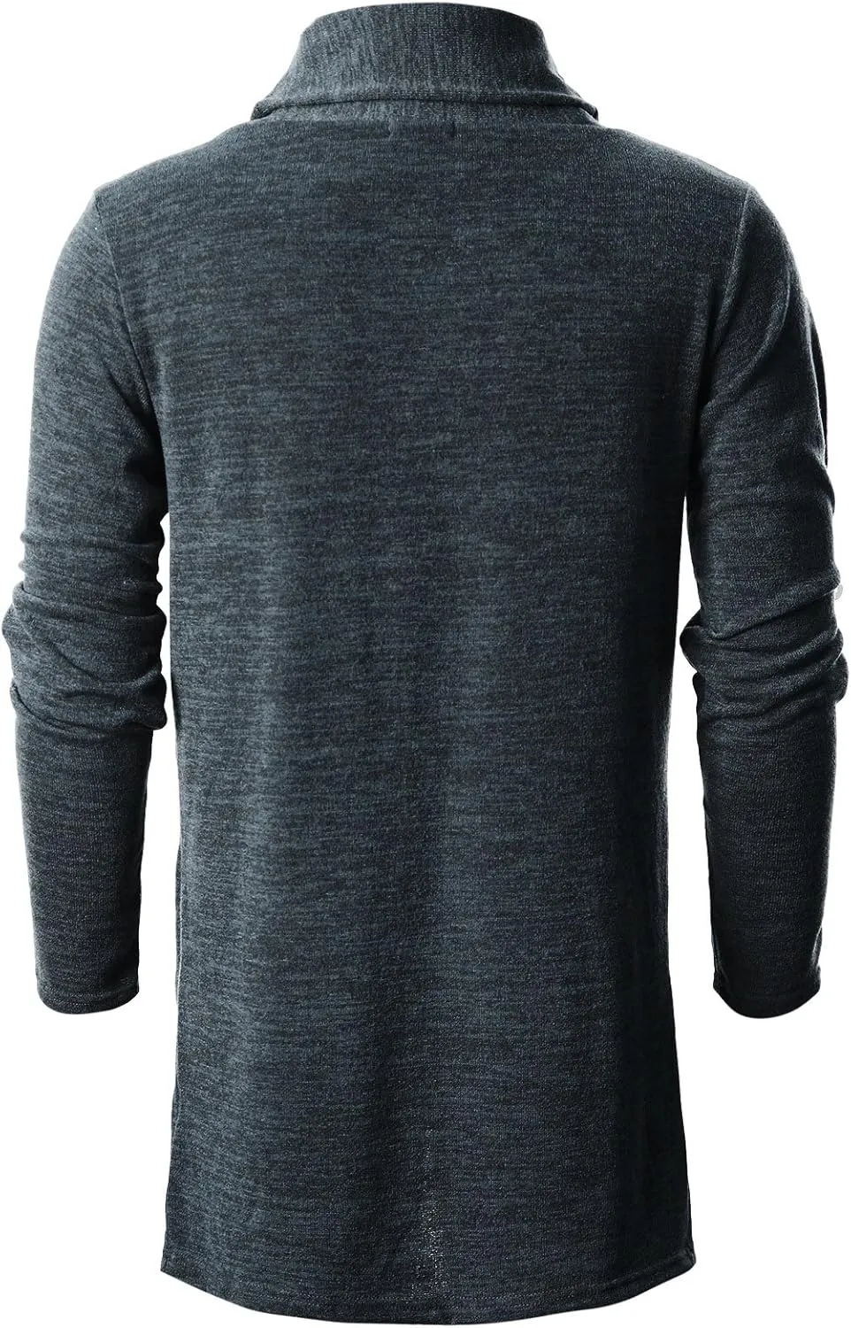 Ohoo Mens Long Sleeve Draped Lightweight Open Front Shawl Collar Longline Cardigan