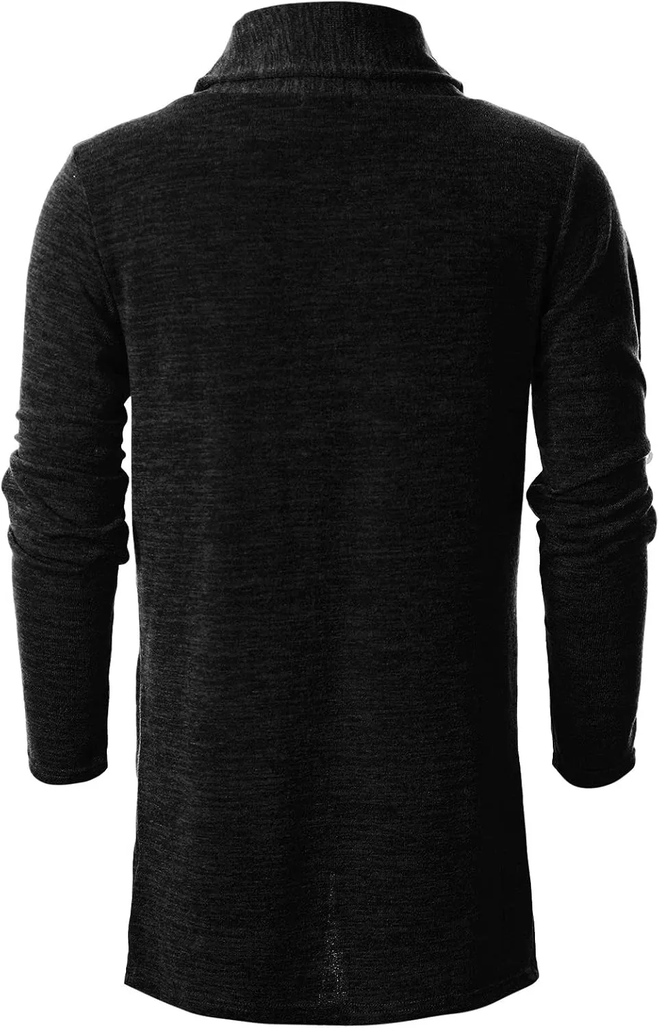 Ohoo Mens Long Sleeve Draped Lightweight Open Front Shawl Collar Longline Cardigan