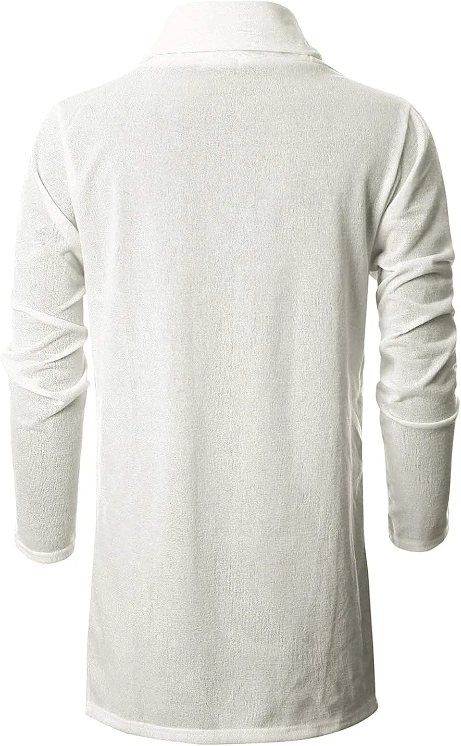 Ohoo Mens Long Sleeve Draped Lightweight Open Front Shawl Collar Longline Cardigan