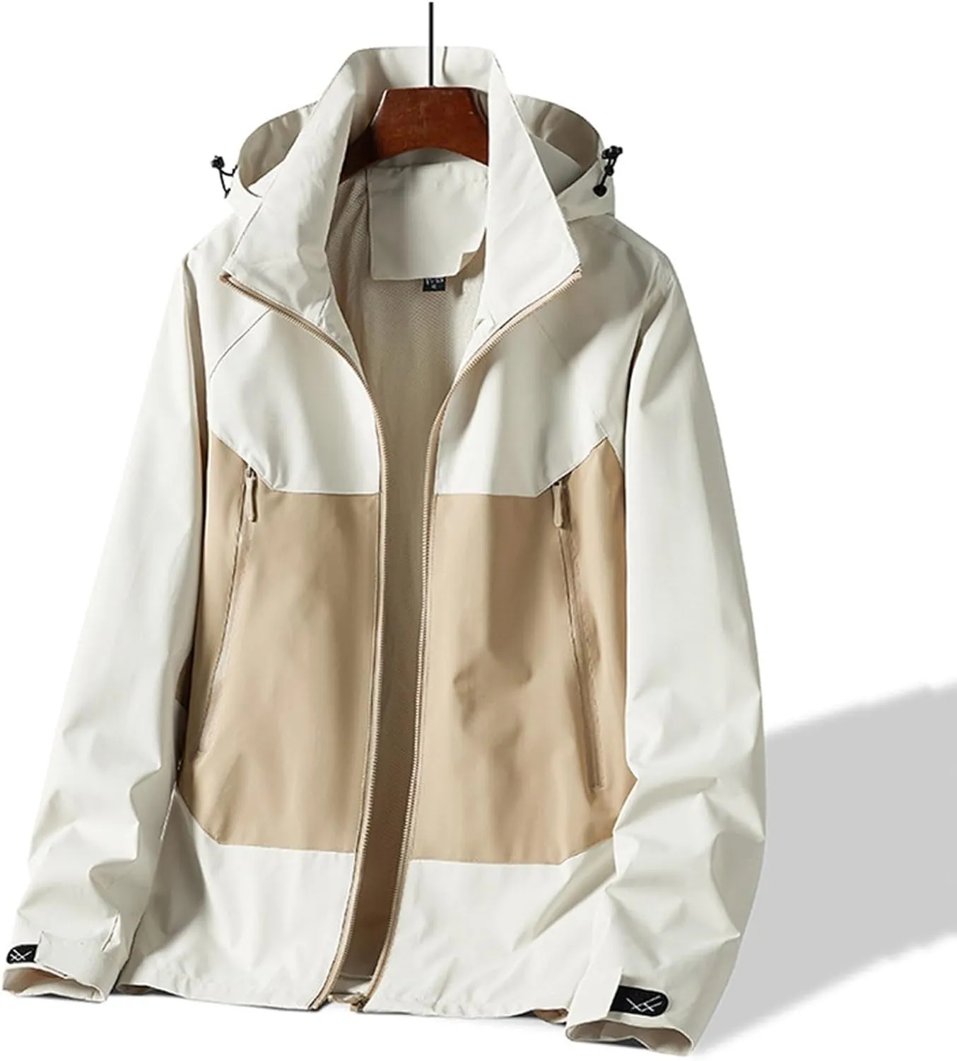 Packable Rain Jacket Men Waterproof Raincoat Lightweight Outdoor Hooded Rain Coats Plus Size Windbreaker with Pocket