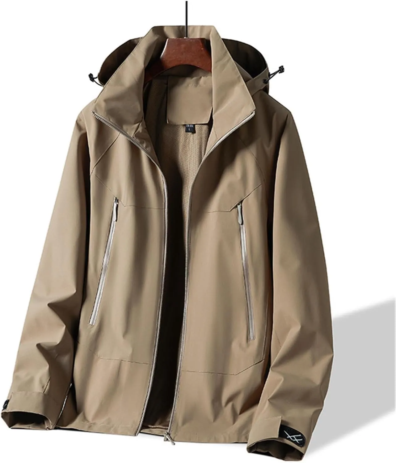 Packable Rain Jacket Men Waterproof Raincoat Lightweight Outdoor Hooded Rain Coats Plus Size Windbreaker with Pocket