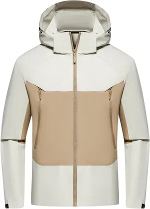 Packable Rain Jacket Men Waterproof Raincoat Lightweight Outdoor Hooded Rain Coats Plus Size Windbreaker with Pocket