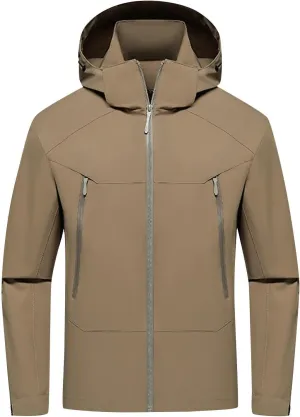 Packable Rain Jacket Men Waterproof Raincoat Lightweight Outdoor Hooded Rain Coats Plus Size Windbreaker with Pocket