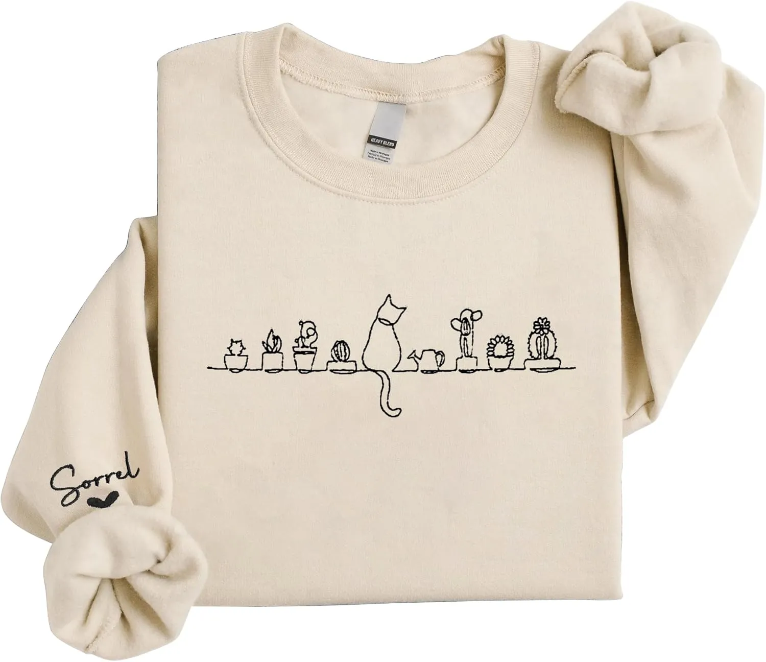 Pamaheart Custom Embroidered Cat Sweatshirt - Cute Cat Shirt, Gifts for Women, Birthday, Christmas, Halloween, Cat Lovers