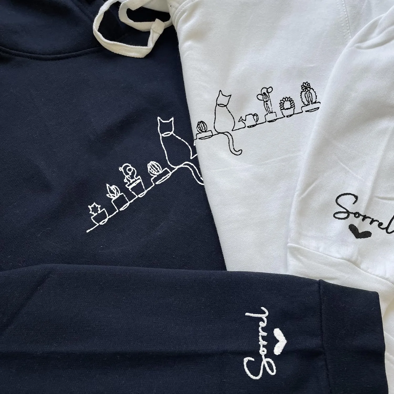 Pamaheart Custom Embroidered Cat Sweatshirt - Cute Cat Shirt, Gifts for Women, Birthday, Christmas, Halloween, Cat Lovers