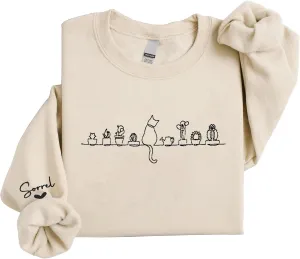 Pamaheart Custom Embroidered Cat Sweatshirt - Cute Cat Shirt, Gifts for Women, Birthday, Christmas, Halloween, Cat Lovers