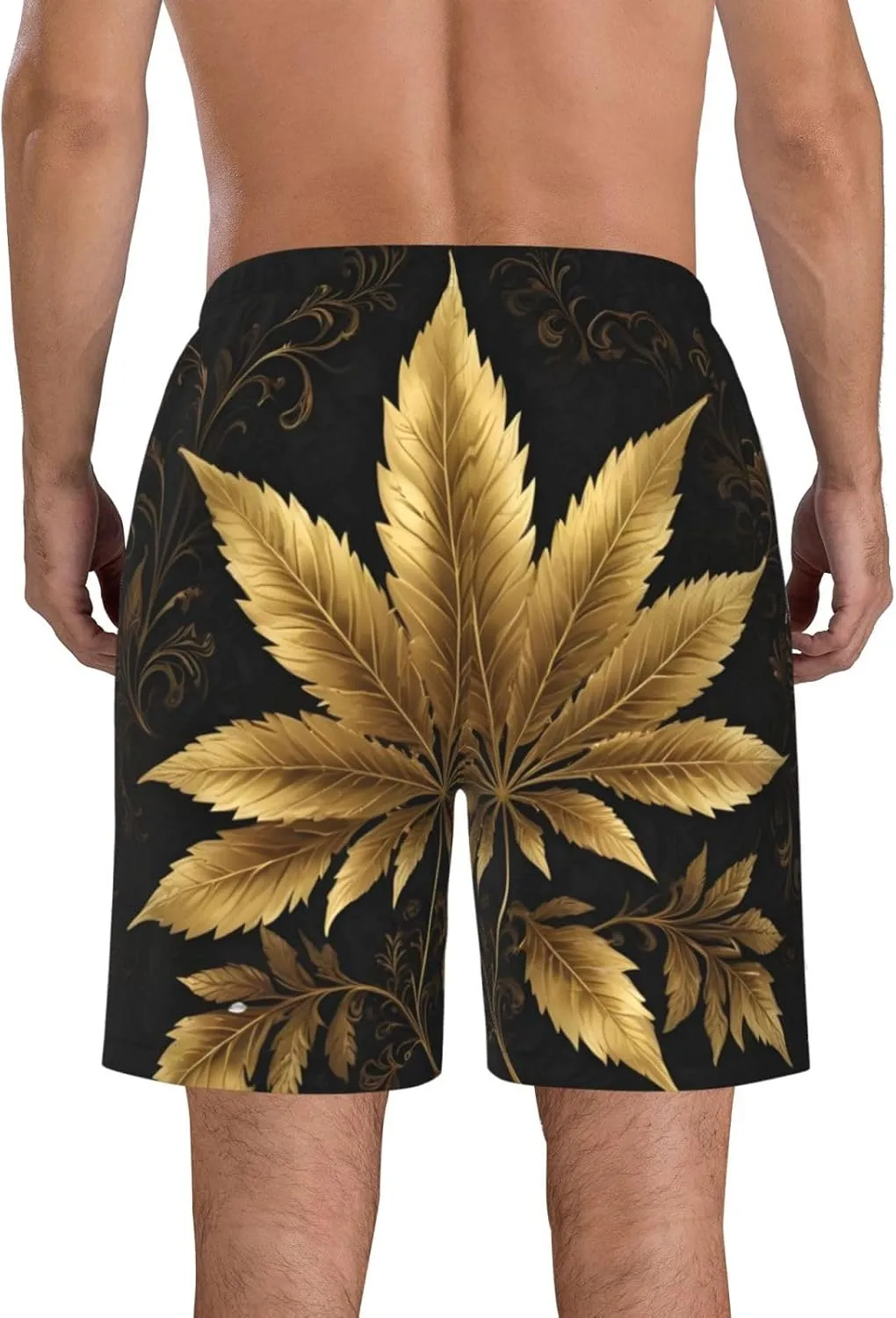 Purple Hemp Weed Mens Swim Trunks Fashion Men's Board Shorts Quick Dry Swim Shorts with Mesh Lining