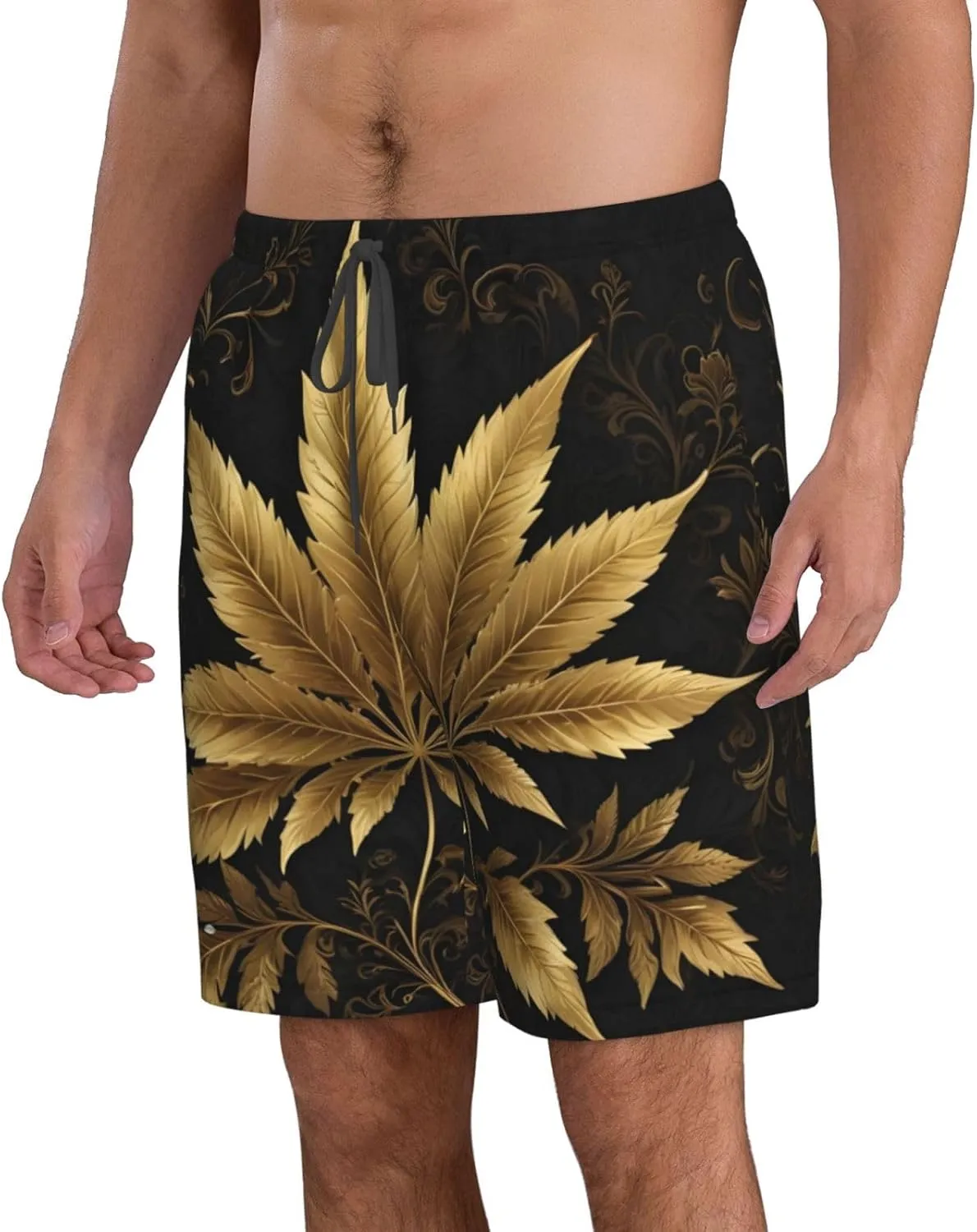 Purple Hemp Weed Mens Swim Trunks Fashion Men's Board Shorts Quick Dry Swim Shorts with Mesh Lining