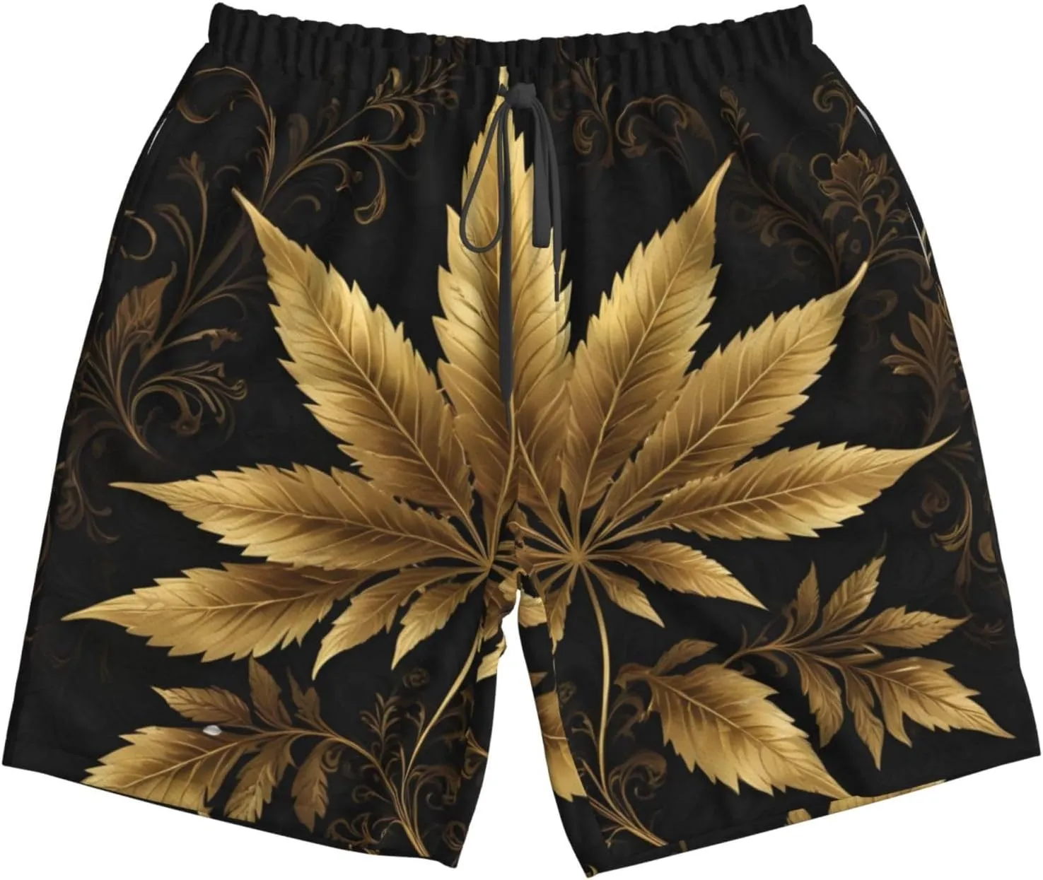 Purple Hemp Weed Mens Swim Trunks Fashion Men's Board Shorts Quick Dry Swim Shorts with Mesh Lining
