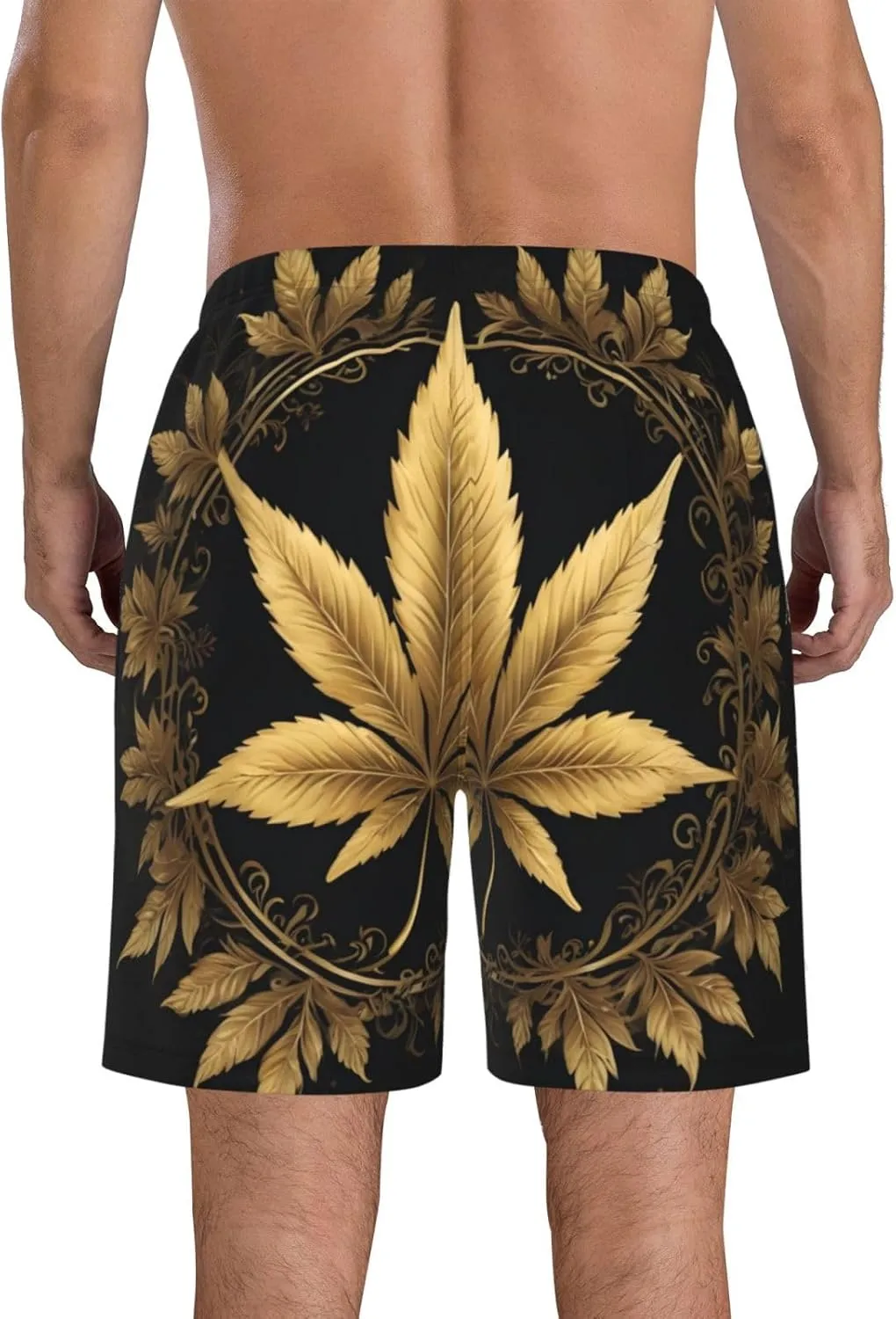 Purple Hemp Weed Mens Swim Trunks Fashion Men's Board Shorts Quick Dry Swim Shorts with Mesh Lining