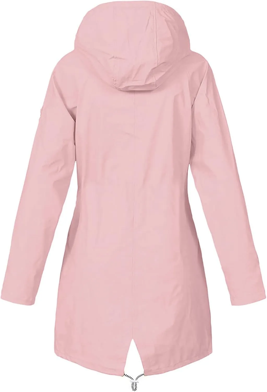 Rain Coat Womens Waterproof With Hood Trendy Zip Mid Length Outdoor Rain Jacket Fall Winter Solid Color Ski Jacket