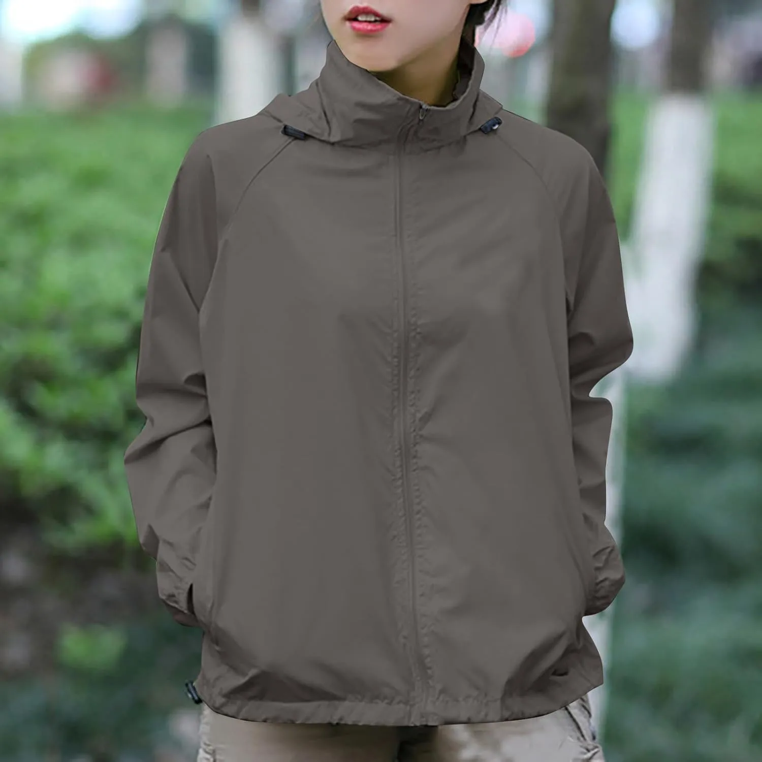 Rain Jacket Women Lightweight Hooded Raincoat Waterproof Windbreaker Jackets Packable Rain Coats with Pockets