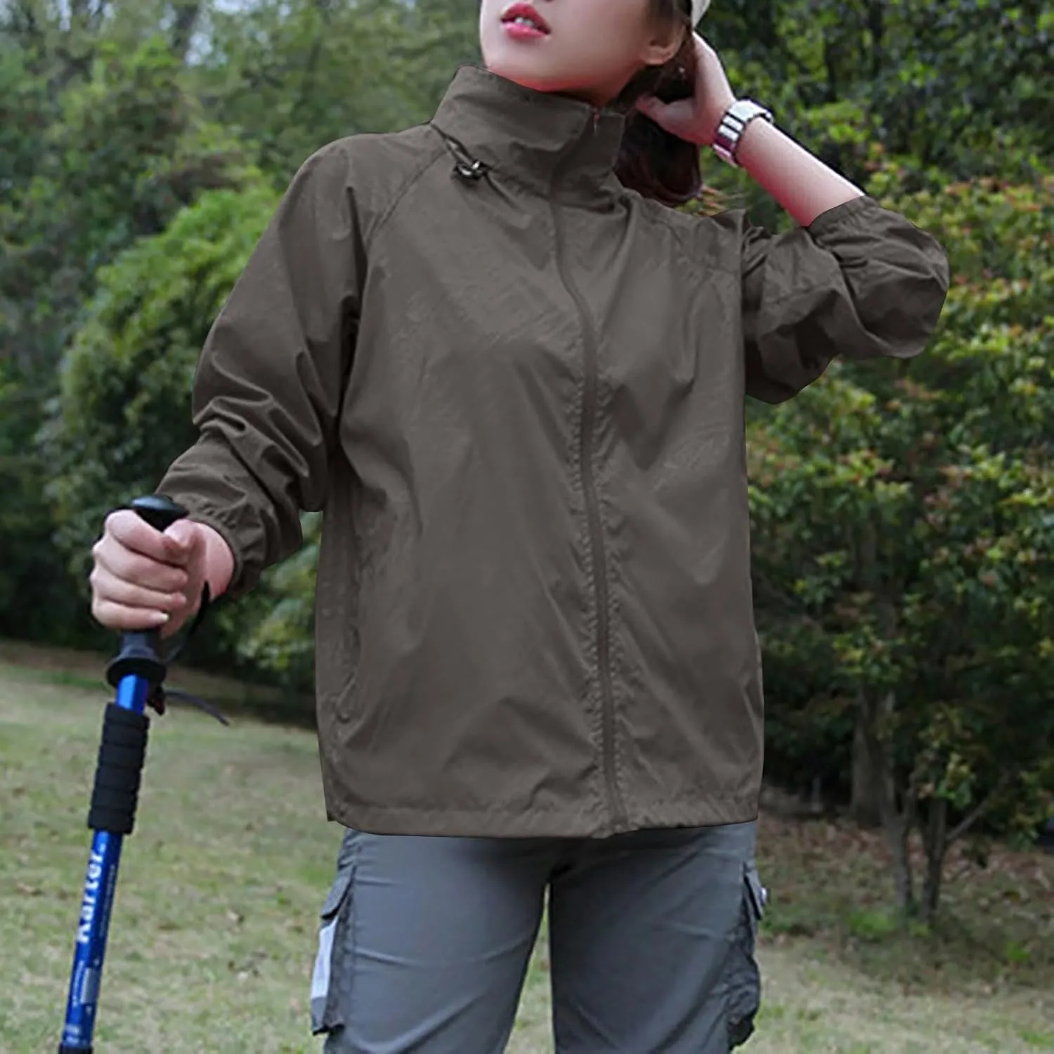 Rain Jacket Women Lightweight Hooded Raincoat Waterproof Windbreaker Jackets Packable Rain Coats with Pockets