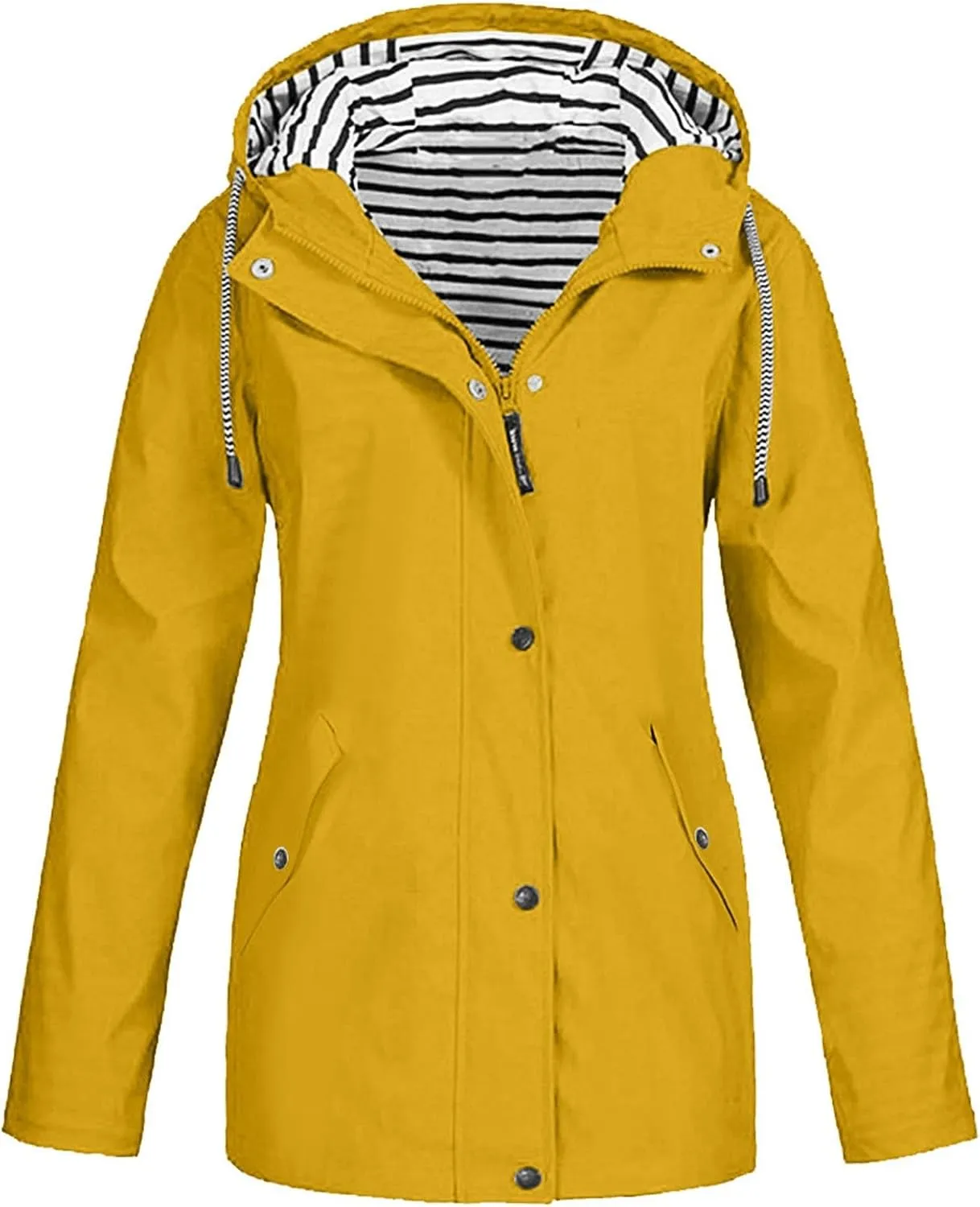 Rain Jacket Women Waterproof Active Outdoor Rain Coat Lightweight Zip Up Plus Size Wind Breaker Raincoat with Hood