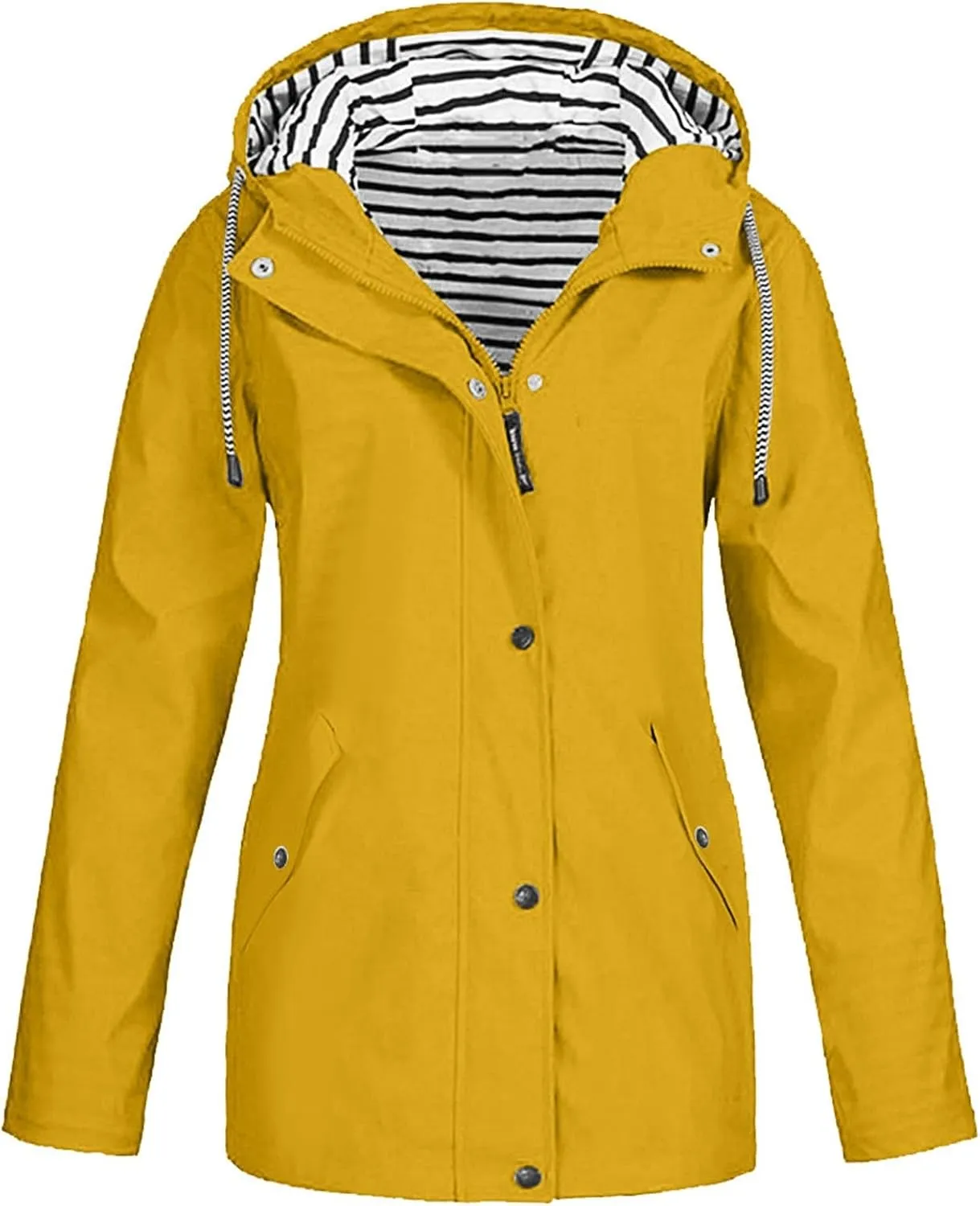 Rain Jacket Women Waterproof Active Outdoor Rain Coat Lightweight Zip Up Plus Size Wind Breaker Raincoat with Hood
