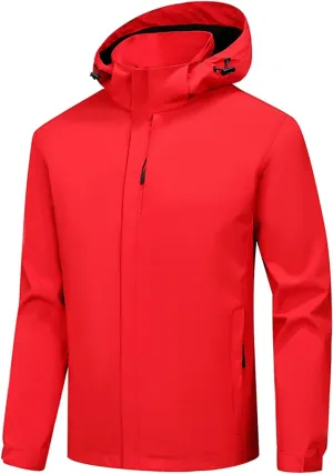 Rain Jackets for Men Mens Autumn Casual Loose Solid Hooded Waterproof Rain Jackets for Men Waterproof