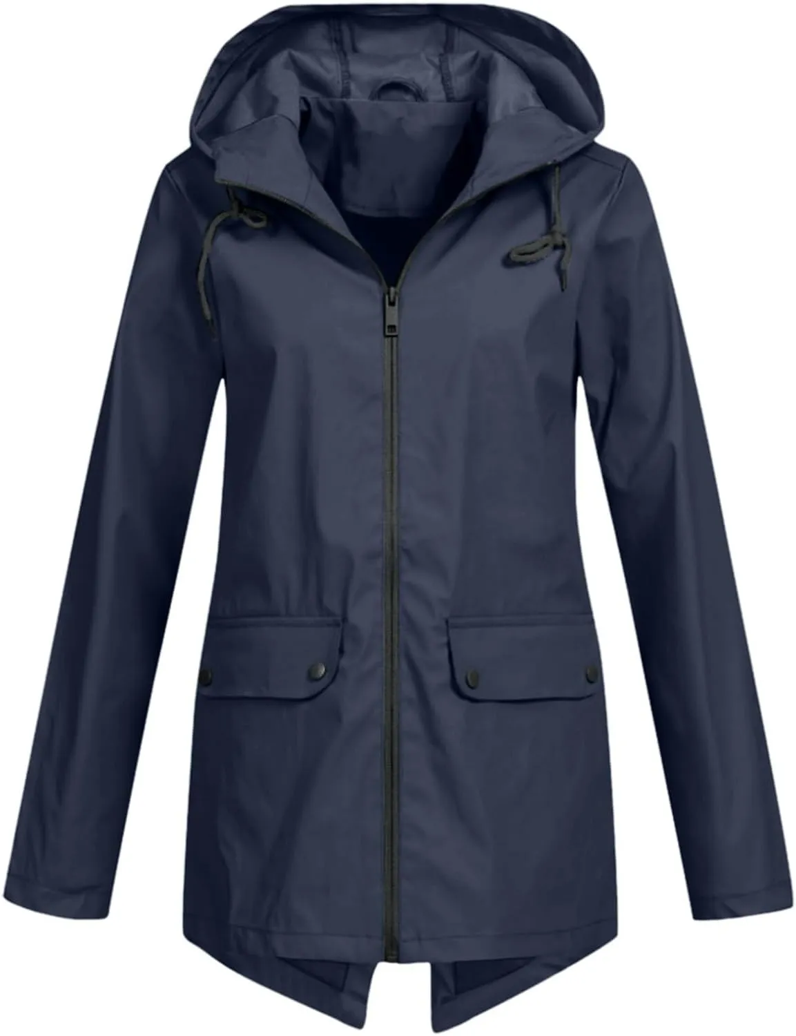 Raincoat Women Waterproof Long Hooded Trench Coats Lined Windbreaker Travel Jacket S-XXL