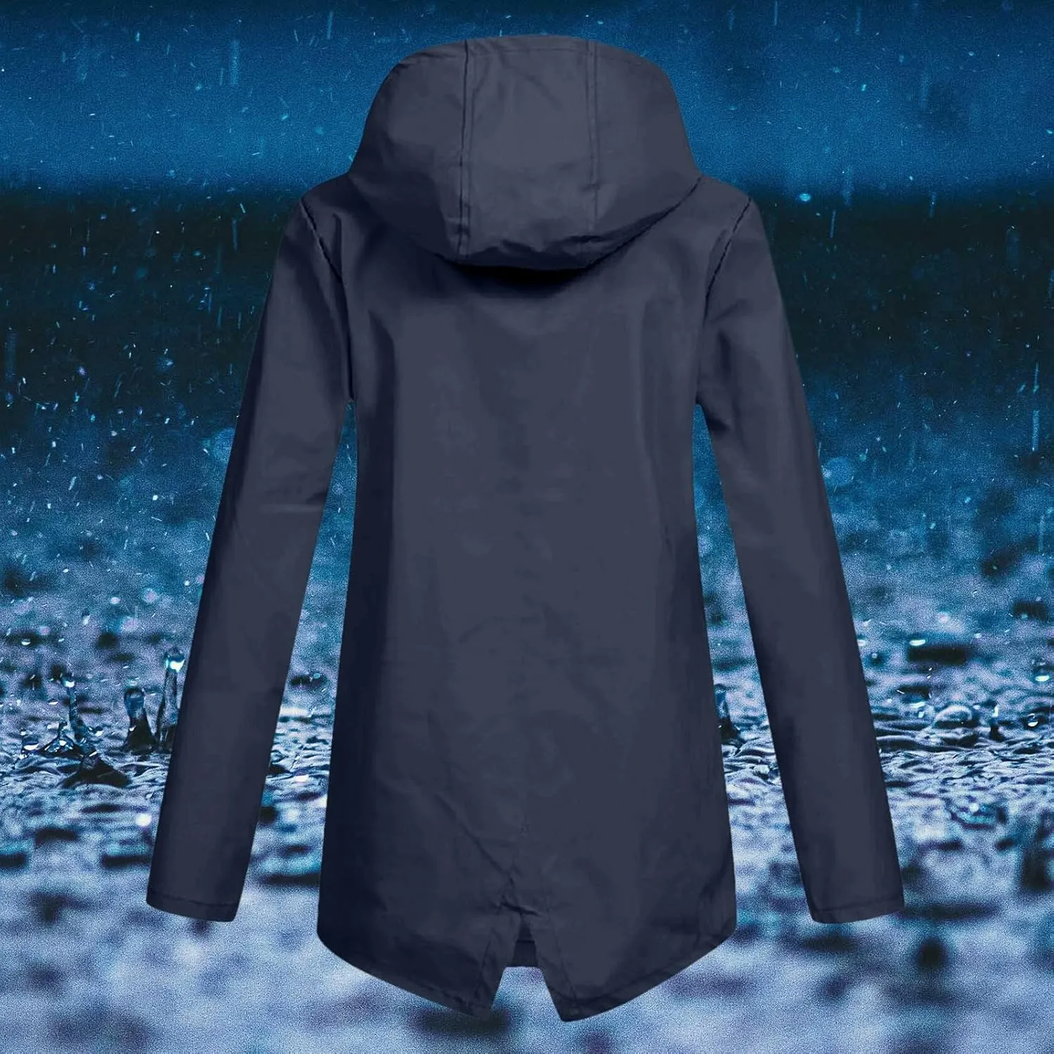 Raincoat Women Waterproof Long Hooded Trench Coats Lined Windbreaker Travel Jacket S-XXL