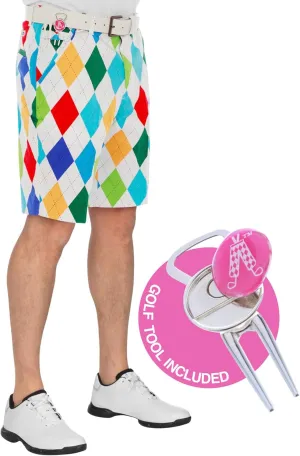 Royal & Awesome Mens Golf Shorts, Crazy Golf Shorts For Men, Plaid Shorts Men - Golf Tool Included