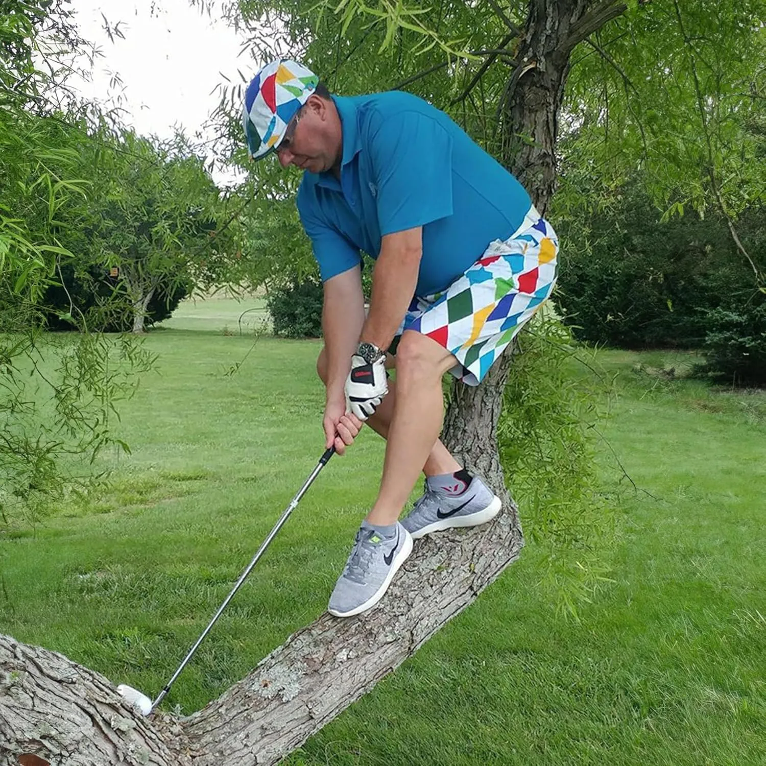 Royal & Awesome Mens Golf Shorts, Crazy Golf Shorts For Men, Plaid Shorts Men - Golf Tool Included