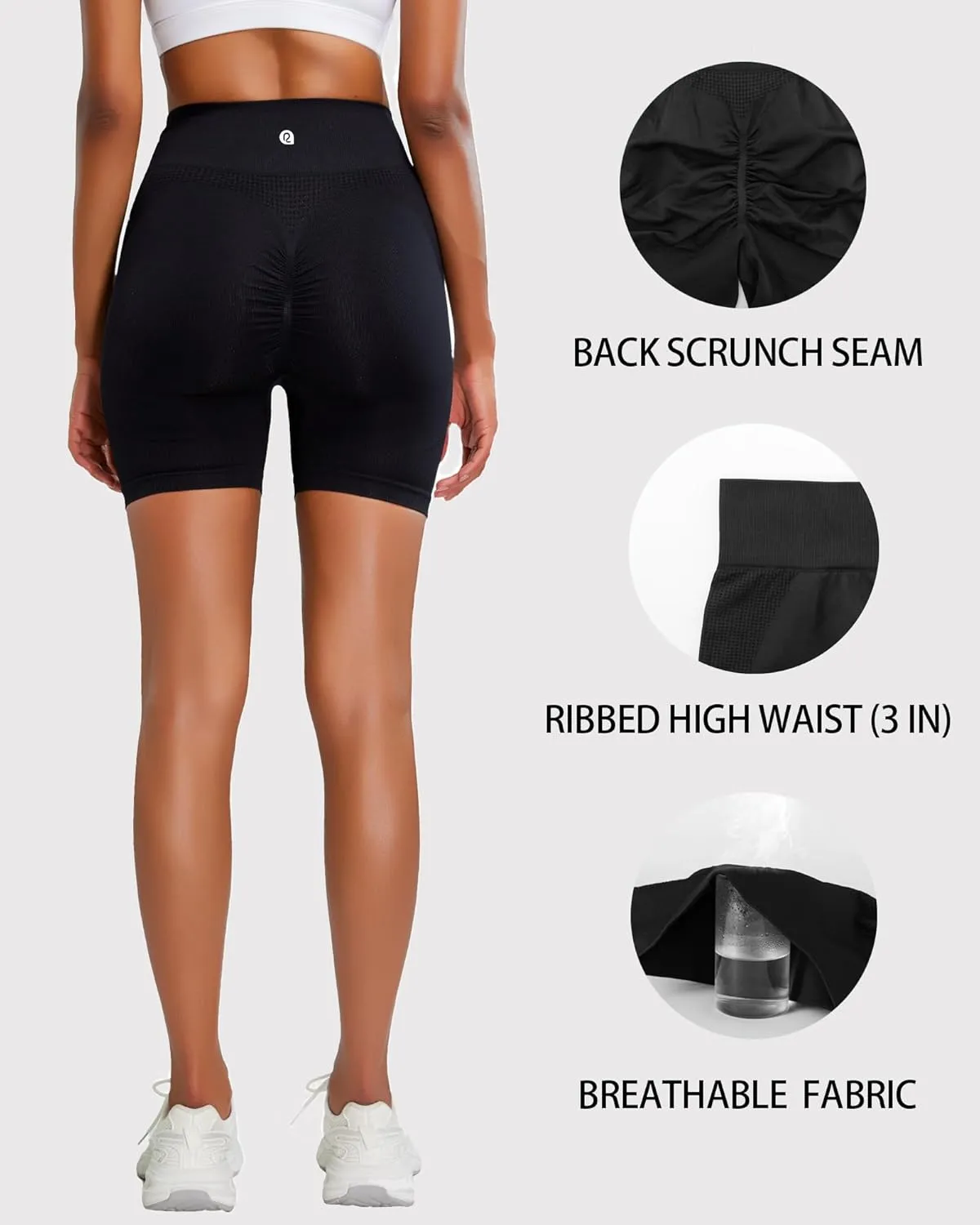 RUNNING GIRL Seamless Workout Gym Shorts for Women Scrunch Butt,High Waist Tummy Control Athletic Running Biker Shorts