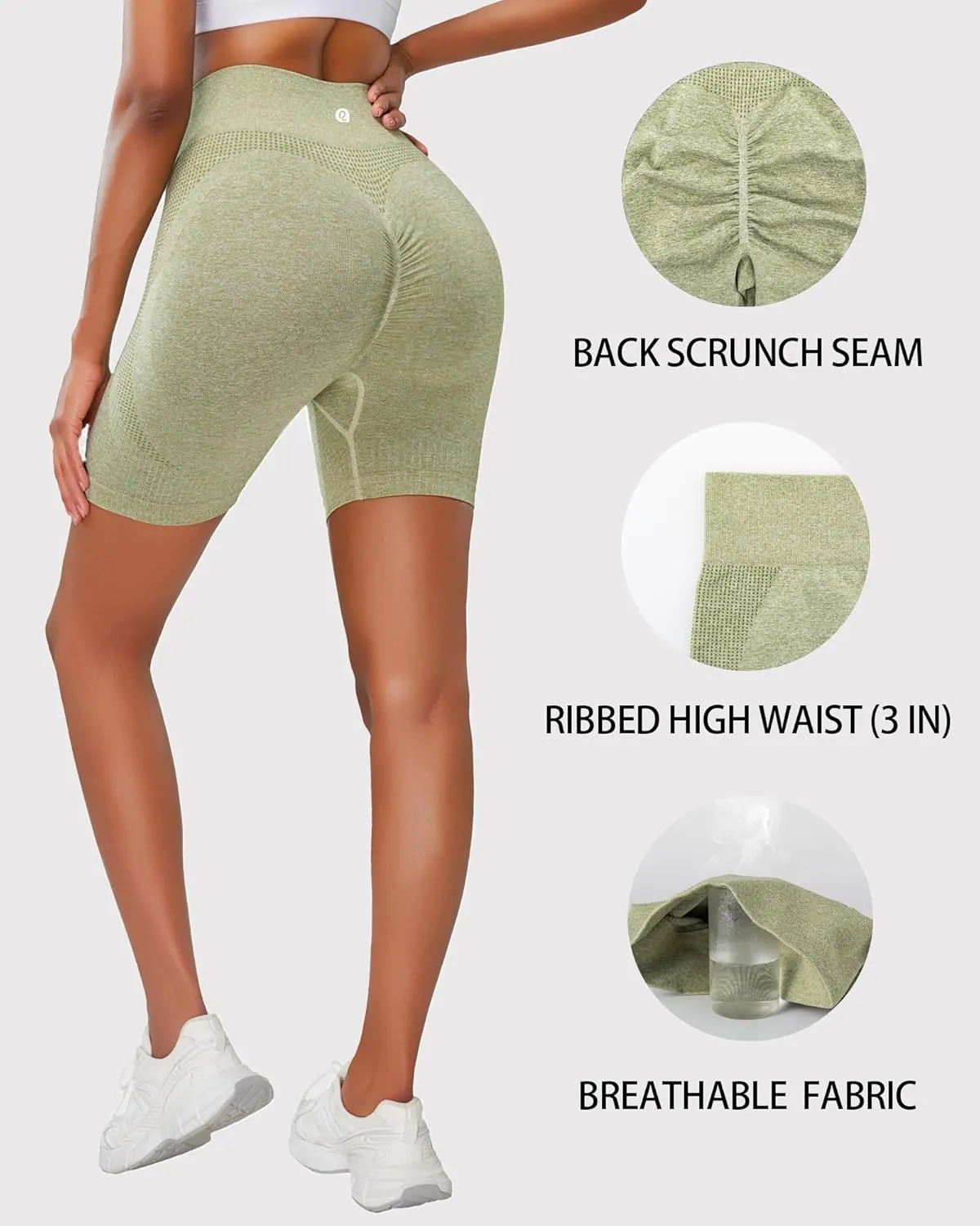 RUNNING GIRL Seamless Workout Gym Shorts for Women Scrunch Butt,High Waist Tummy Control Athletic Running Biker Shorts