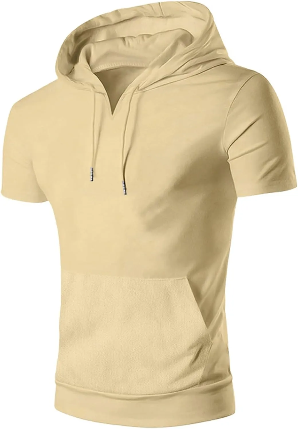 Short Sleeve Hoodies for Men Summer Shirts Hooded with Pockets V Neck Pullover Tops Tshirt Fashion Lightweight Tees