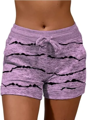 Shorts for Women Trendy Drawstring Elastic High Waist Sport Printed Butt Lifting Up Casual Loose Fit Sweatpant