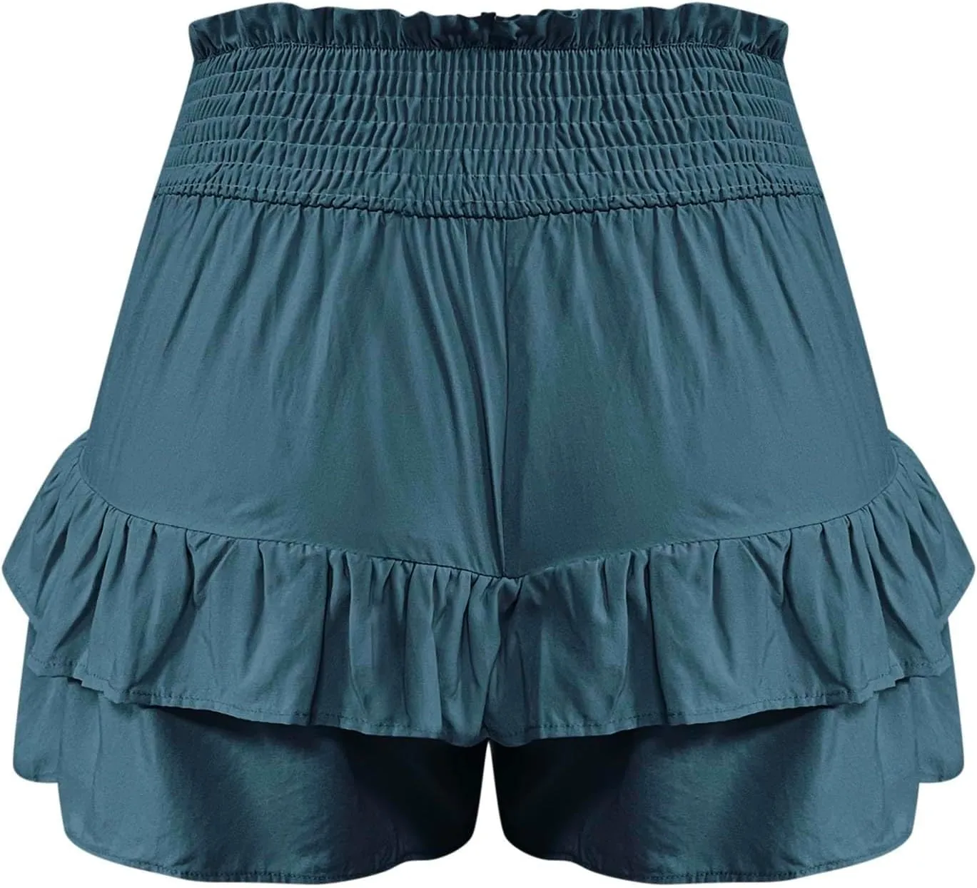 Shorts for Women Trendy Summer 2024 Elastic High Waisted Cute Ruffle Shorts Casual Beach Comfy Bermuda Short Pants