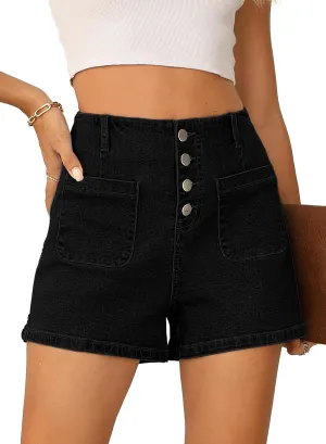 Sidefeel Women's Jean Shorts Button Fly Stretchy High Waisted Zimbaplatinum Jeans Summer Outfit 2025 Denim Shorts
