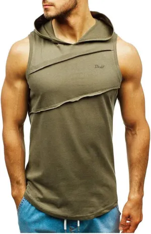 Sleeveless Hoodies for Men Summer Athletic Tank Tops Gym Solid Color Hooded Shirts Muscle Workout Cut Off Tops 2025
