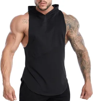 Sleeveless Hoodies for Men Summer Quick Dry Tank Tops Stretch Mesh T-Shirts Gym Workout Shirts Cooling Muscle Tees