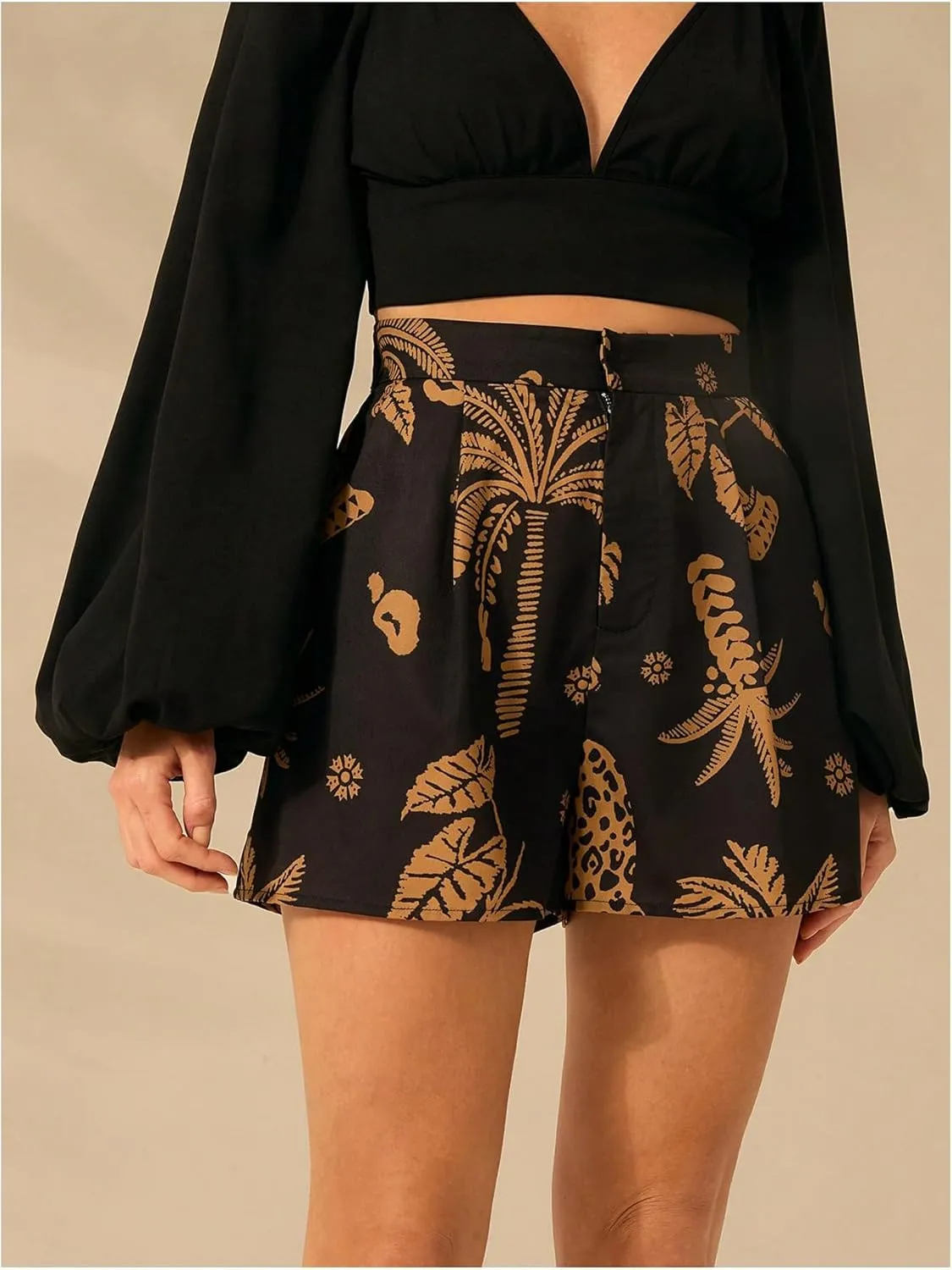SOLY HUX Women's High Waisted Boho Printed Mini Shorts Summer Wide Leg Beach Holiday Shorts
