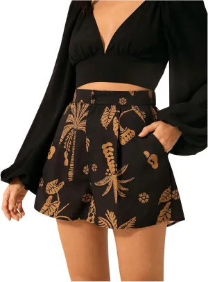SOLY HUX Women's High Waisted Boho Printed Mini Shorts Summer Wide Leg Beach Holiday Shorts