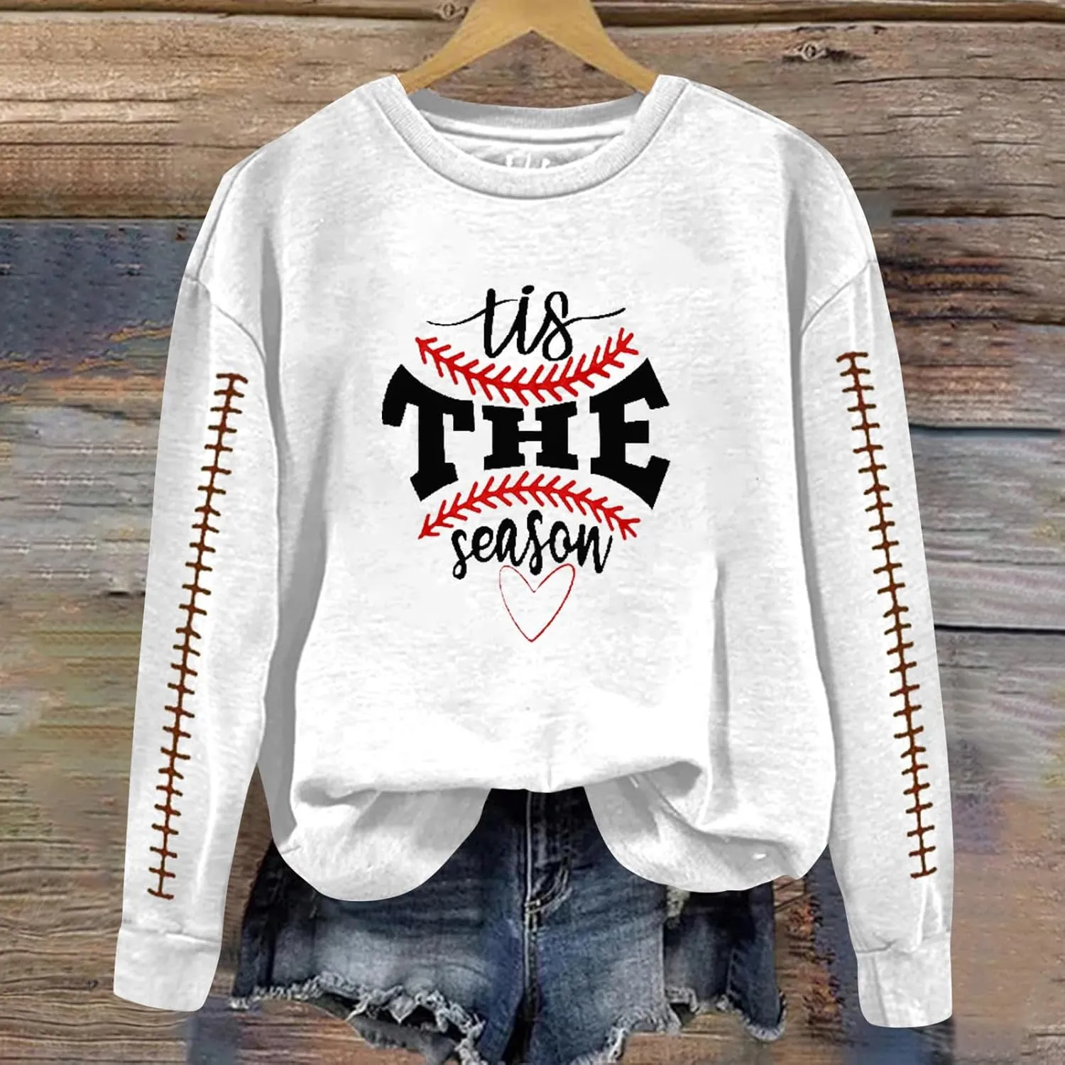 Sweatshirt For Women Fashion Basball Pullover Tops Crewneck Sweat Shirt Fall Winter Long Sleeve Casual Y2K Sweater Shirt