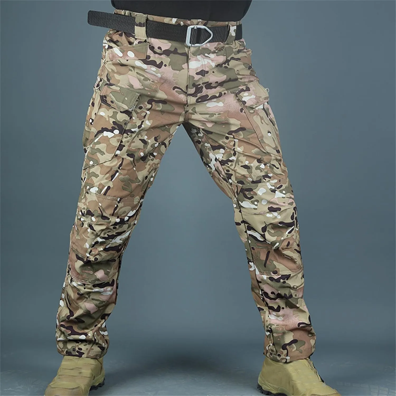 Tactical Cargo Pants Mens Relaxed Fit Flex Ripstop Cargo Pants Outdoor EDC Hiking Work Pants with Multi Pockets
