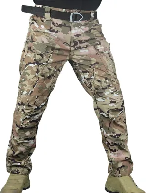 Tactical Cargo Pants Mens Relaxed Fit Flex Ripstop Cargo Pants Outdoor EDC Hiking Work Pants with Multi Pockets