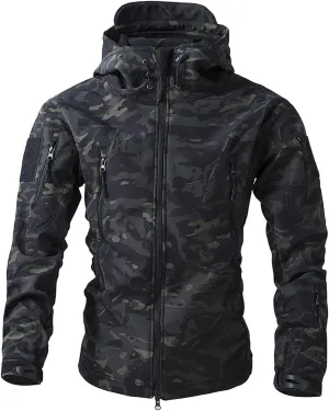 Tactical Hoodie for Men Softshell Fleece Lined Jacket Insulated Thermal Military Jacket Waterproof Warm Coat Tops