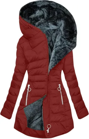 TANGNADE Winter Warm Sherpa Lined Coats for Women Puffer Jackets Plus Size Hooded Fleece Thicken Parka Outwear Outfits