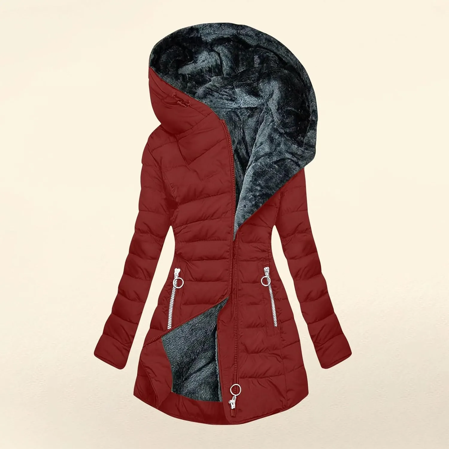 TANGNADE Winter Warm Sherpa Lined Coats for Women Puffer Jackets Plus Size Hooded Fleece Thicken Parka Outwear Outfits