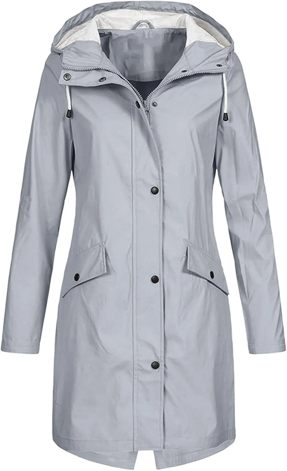 TANGNADE Womens Rain Coats Waterproof with Hood Long Outdoor Trench Coat Ladies Rain Jacket Travel Hiking Raincoat